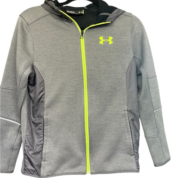 Under Armour Other - Under Armour Gray Jacket with Neon Yellow‎ Trim, Youth Large